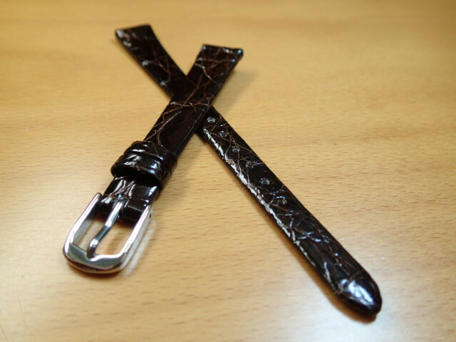 8mm ～ 15mm 時計バンド (腕時計) ベルト ワニ (カイマン) チョコ (こげ茶) バネ棒 サービス 腕時計用 時計ベルト 時計用バンド 525円で販売していますバネ棒をサービスでお付けします