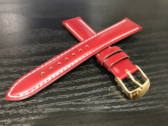 16mm 18mm 20mm 馬革(コードバン) ワイン (赤紫色) 腕時計 ベルト バンド バネ棒サービスつき BUE015