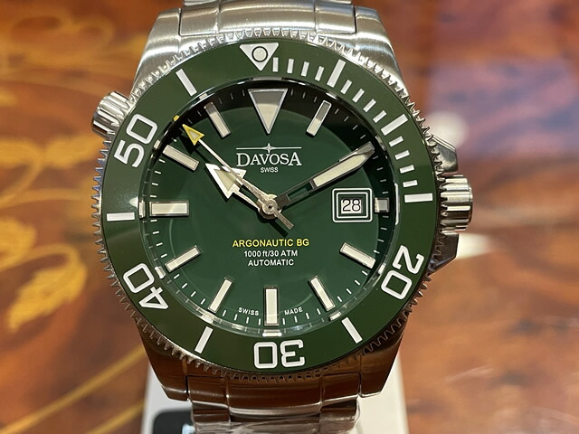 ダボサ 腕時計 DAVOSA Argonautic lumis アルゴノーティック BG 161.528.70 グリーン メンズ 42.5mm 正規輸入品 9827070|e-優美堂店