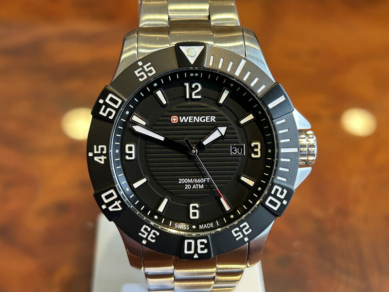 ウェンガー WENGER 腕時計 Seaforce シーフォース 43mm ブラック文字盤 01.0641.131 クォーツ 国内正規品 優美堂のウェンガーは安心のメーカー保証3年付き日本正規商品です