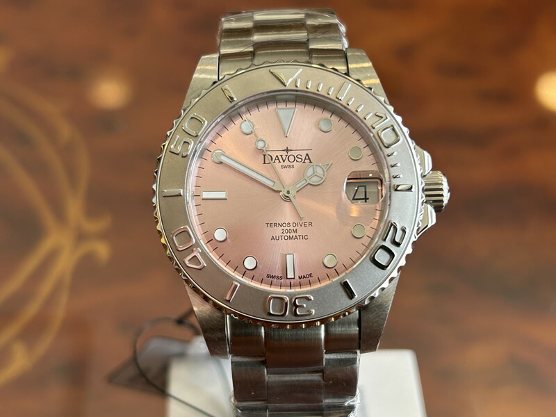 ダボサ ウォッチ DAVOSA Ternos Medium California テルノス 並み並み 黄金州 166.199.60 サクラ色 自動小銃巻 機械類式 ダイバー ウォッチ レディース 36.5粍 置き目インポート品 9827170