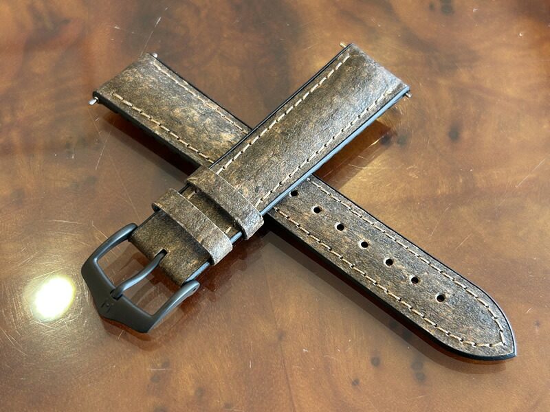 HIRSCH ヒルシュ Stone_black Stone ストーン ブラウン 腕時計ベルト バンド 裏素材は カウチューク (天然ゴム) 20mm