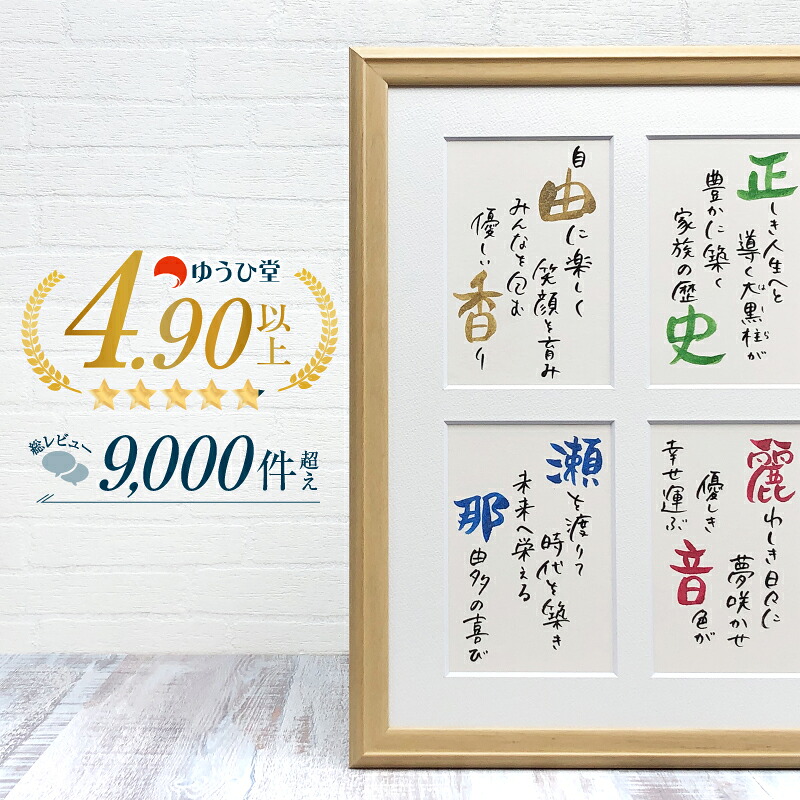 幸せポエム3~4人用 出産祝い 誕生記念 命名額 新築祝い 家族記念 結婚祝い ウェルカムボード 還暦祝い 銀婚式 ネームポエム ポストカードタイプ|名前詩 ゆうひ堂
