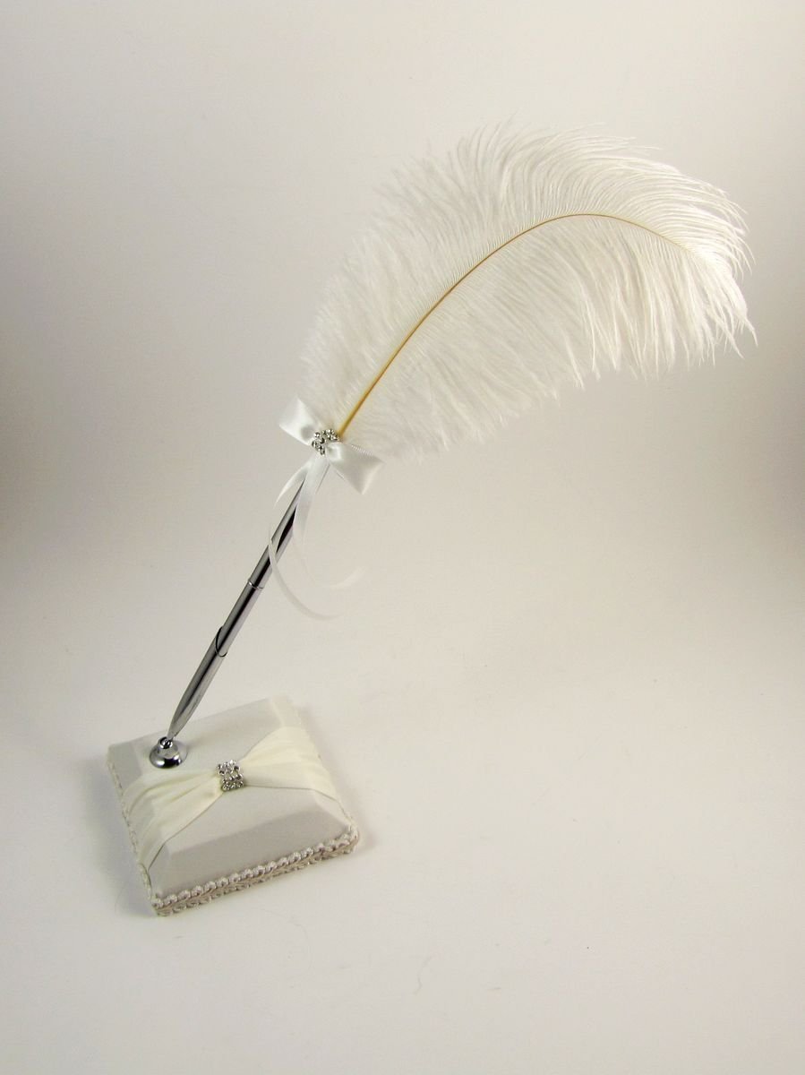 楽天市場 天然羽根ペン ペンスタンドセット 台座付き フェザーペン 羽 受付 結婚式 セレモニー 芳名帳 ゲストブック 署名 遊活館