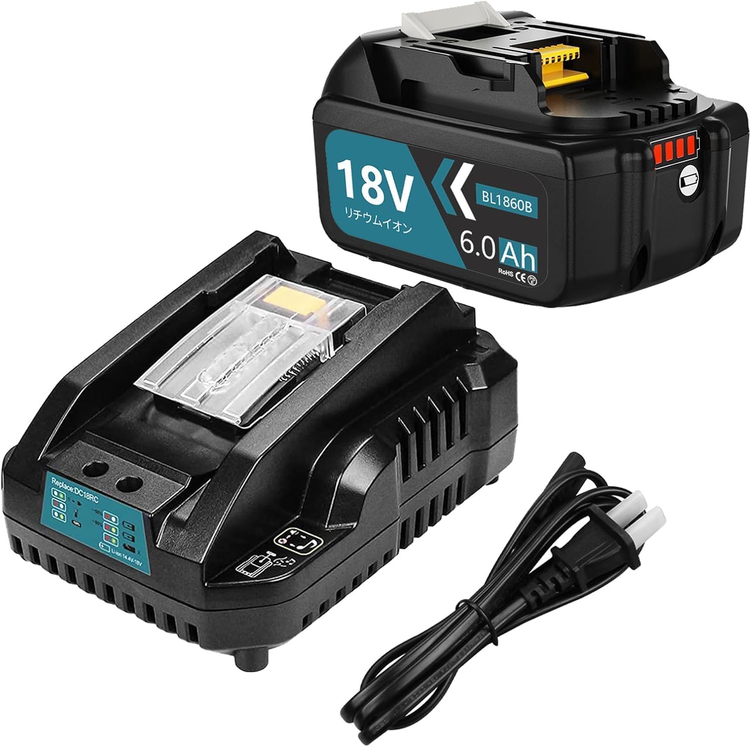 VANKO 取り替えっこ マキタ 18v 乾電池 BL1860B 6.0Ah 大静電容量 申し受ける器書き割り DC18RC申し受ける器 付き添い人BL1815N BL1820B BL1830B BL1860Bなど取り替えっこ能力のある LED照明ランプ残量書きあらわす BMS基板積み上げる 高耐久性 日本国内PSE公許手に入れる済 (青碧)