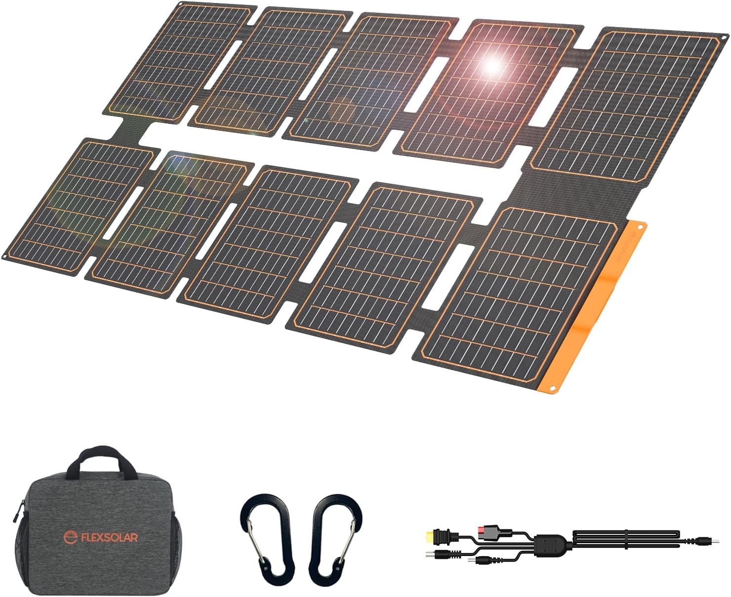 FlexSolar 100W 折り畳み式ソーラーダイアログボックス USB-C/USB-A/DC最終生産物 太陽の光 申し受ける器 ソーラーチャージャー IP67雨合羽 防塵脈動 不仕合わせ時 停電打つ手 アウトドアPhone/Pad/Laptop/Android相応う