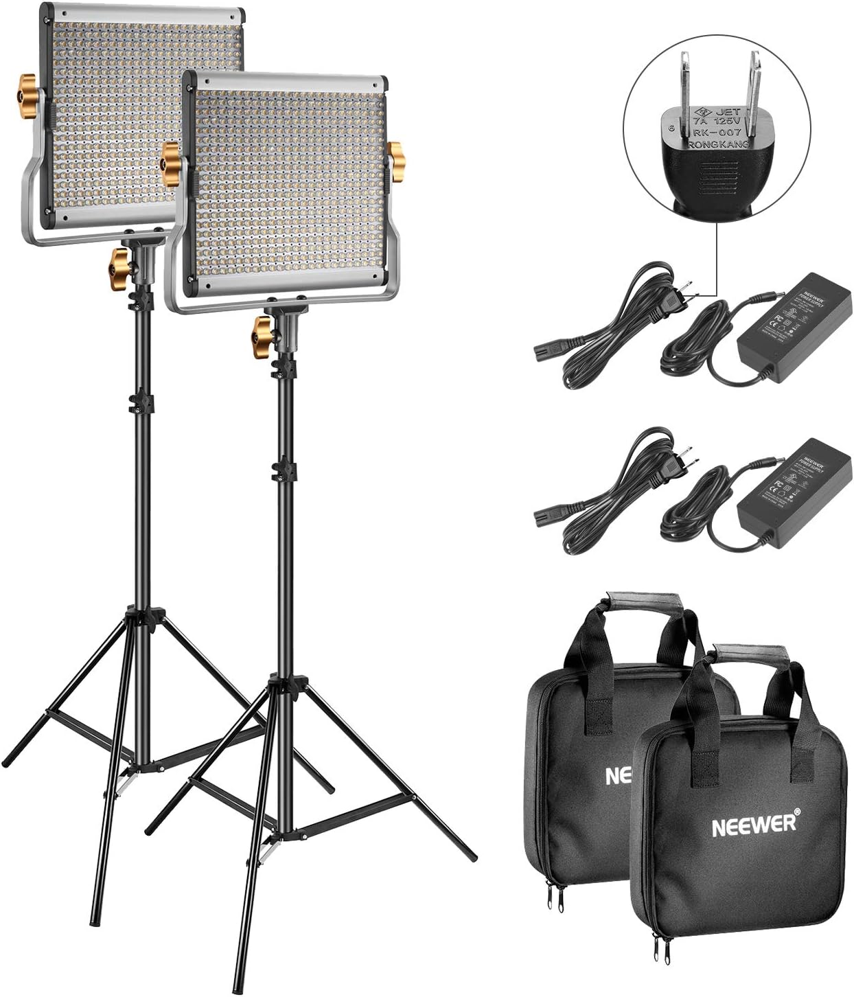 NEEWER 2容器に並べる 480 LED映像媒体ともし火と照明ランプ一揃いの道具 調光能力のある 二色 3200K-5600K CRI 96+ 照明装置映画化用ダイアログボックスともし火 U鉤括弧と納める入れもの付き添い人 正触れ散らかす/物撮り/すがた絵/YouTube/制作室映画化用