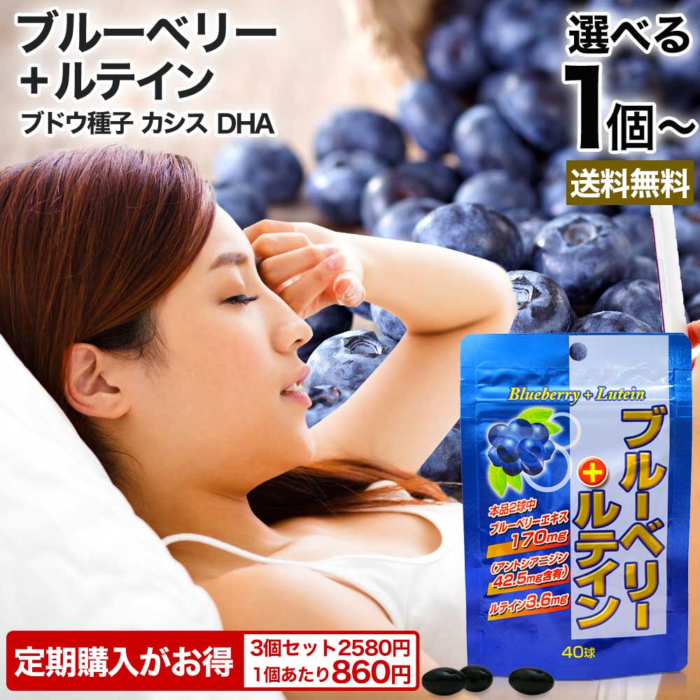 【定期がお得】 ブルーベリー＋ルテイン 40球 約20～40日分 送料無料 メール便 | ルテイン ビルベリー ブルーベリー アントシアニン カシス グレープシード エキス DHA サプリメントdha オメガ3 オメガ3脂肪酸 omega3 オメガ3オイル サプリ サプリメント