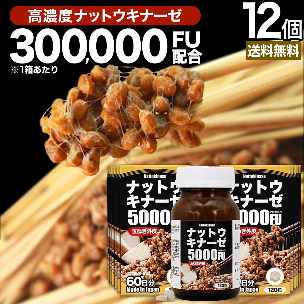 ナットウキナーゼ5000FU 120粒×12個セット 約720日分 送料無料 宅配便 | ナットウキナーゼ 納豆 納豆菌 納豆キナーゼ 玉葱 外皮 ケルセチン サプリ サプリメント 食事で不足 栄養機能食品 美容 サポート 粒 男性 女性 健康 健康食品 まとめ買い