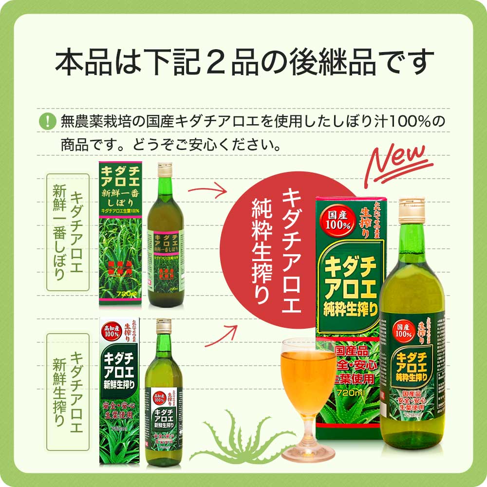 在庫一掃】 キダチアロエ純粋生搾り 720ml×3本セット 約54〜72日分 送料無料 宅配便 キダチアロエ 原液 液 有機 オーガニック 国産  100% 無添加 アロエ原液 アロエ 生搾り しぼり汁 生 エキス キダチアロエエキス アロエドリンク 腸活 アロエジュース キダチアロエ原液 ...