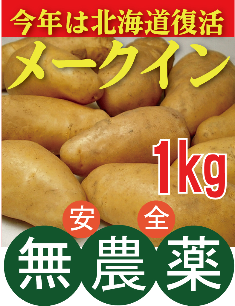 楽天市場 新じゃが 無農薬じゃがいも メークイン５ｋｇ 北海道産新じゃがいも 無農薬 無添加芽止め処理無し 有機家