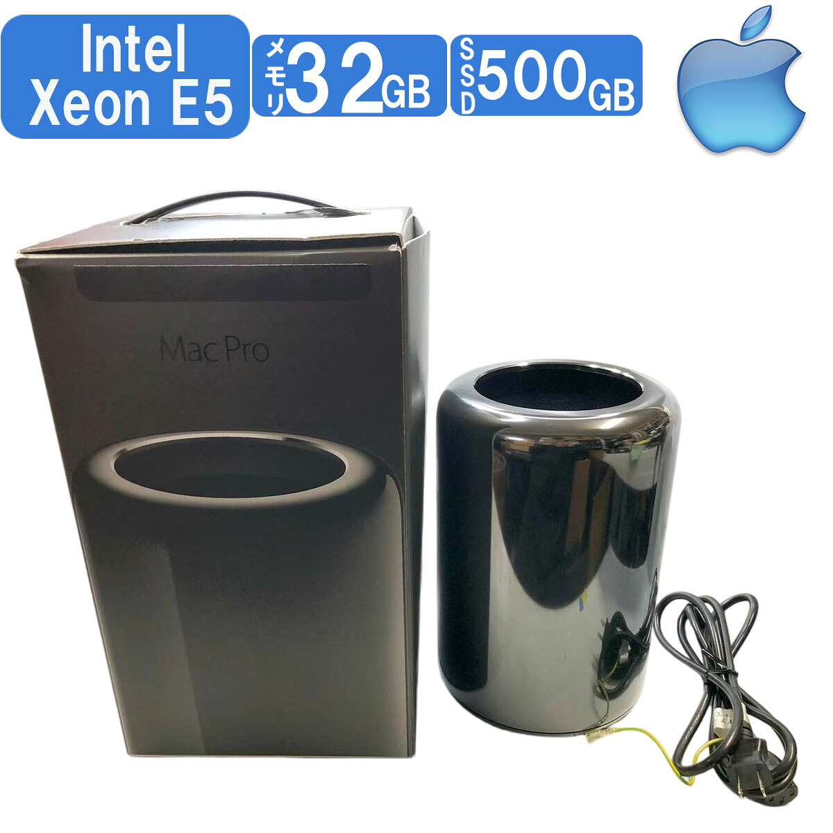 【中古パソコン】Apple Mac Pro A1481 Late 2013 Intel Xeon E5 8コア メモリ32GB SSD500GB AMD FirePro D500 3GBグラフィックカード macOS Monterey 元箱付｜DigitalPark