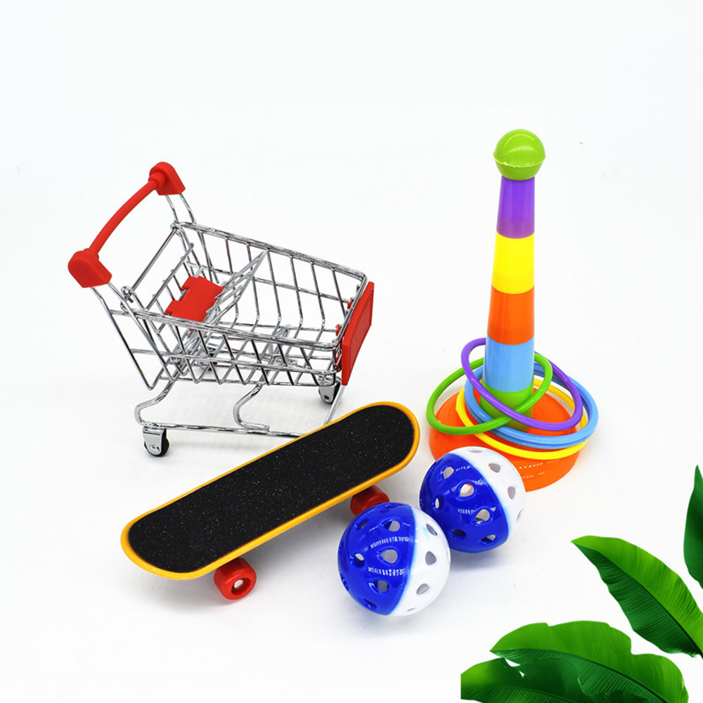 バードトイ インコ玩具 鳥のおもちゃ小型 ショッピングカートスケートボードリング 咀嚼玩具 知育玩具訓練玩具ストレス解消5点セット（ランダムカラー）  ユースター