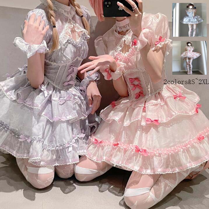 ロリータ風 ワンピース 送料無料 コスチューム 衣装 ノースリーブ Lolita レディース 可愛い ウエディングドレス 日系女子中高生 イベント衣装 Aライン ショート丈 ワンピ 学園祭 文化祭 日常 写真撮影 舞台 仮装 変装 学院風 花嫁洋服 ステージ 衣装 コスプレ 演出服 ミニ