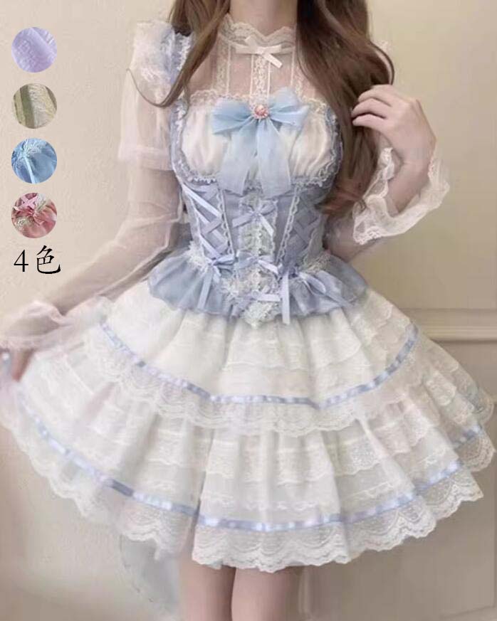 ロリータ風 Lolita jskワンピース 送料無料 ウエディングドレス 日系女子中高生 コスプレ 演出服 コスチューム 衣装 ノースリーブ レディース 可愛い イベント衣装 切り替え風 ワンピ 学園祭 文化祭 日常 写真撮影 舞台 仮装 変装 学院風 花嫁洋服 ステージ 衣装 普段着