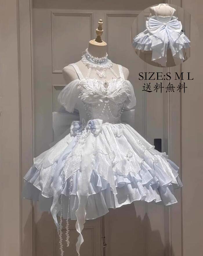 コスチューム 衣装 花嫁洋服 jskワンピース 送料無料 演出服 ロリータ風 Lolita ウエディングドレス 日系女子中高生 コスプレ ノースリーブ レディース 可愛い イベント衣装 切り替え風 ワンピ 学園祭 文化祭 日常 写真撮影 舞台 仮装 変装 学院風 ステージ 衣装 普段着