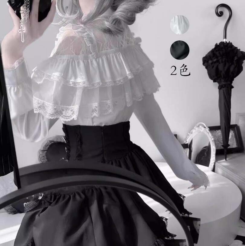 上着 花嫁洋服 送料無料 上着 コスチューム 衣装 ロリータ風 演出服 Lolita 日系女子中高生 コスプレ レディース 可愛い イベント衣装 切り替え風 ワンピ 学園祭 文化祭 日常 写真撮影 舞台 仮装 変装 学院風 ステージ 衣装 普段着 半袖 長袖 ブラック ホワイト S M L XL