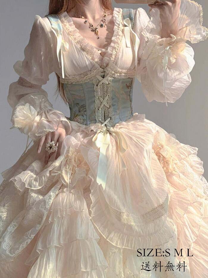 コスプレ 演出服 コスチューム 衣装 Lolita 可愛い ロリータ風 花嫁洋服 送料無料 ワンピース ウエディングドレス 日系女子中高生 レディース イベント衣装 切り替え風 ワンピ 学園祭 文化祭 日常 写真撮影 舞台 仮装 変装 学院風 ステージ 衣装 普段着 S M L