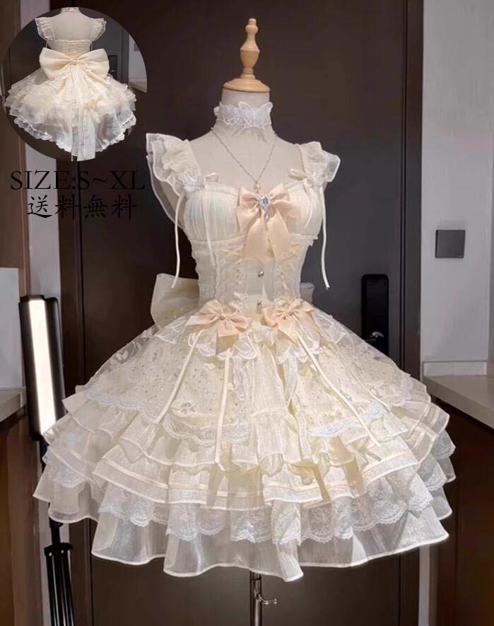 イベント衣装 コスプレ 演出服 コスチューム 衣装 Lolita 可愛い ロリータ風 花嫁洋服 送料無料 ワンピース ウエディングドレス 日系女子中高生 レディース 切り替え風 ワンピ 学園祭 文化祭 日常 写真撮影 舞台 仮装 変装 学院風 ステージ 衣装 普段着 S M L XL