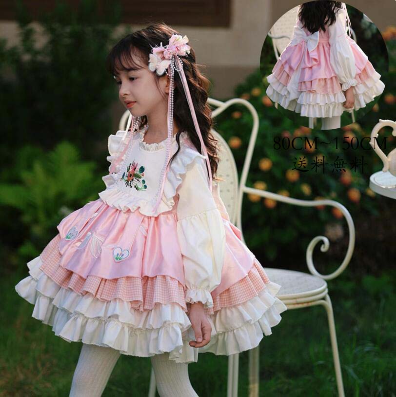 Lolita 送料無料 子供ワンピース ロリータ風 女児 イベント 長袖ワンピース 子供服 ワンピース 洋服 子ども服 女の子 可愛い キッズワンピース 礼服 ジュニア フォーマル 子供用 Kid Dress コスプレ 演出服 コスチューム 衣装 日常 写真撮影 舞台 仮装 変装 ステージ 衣装