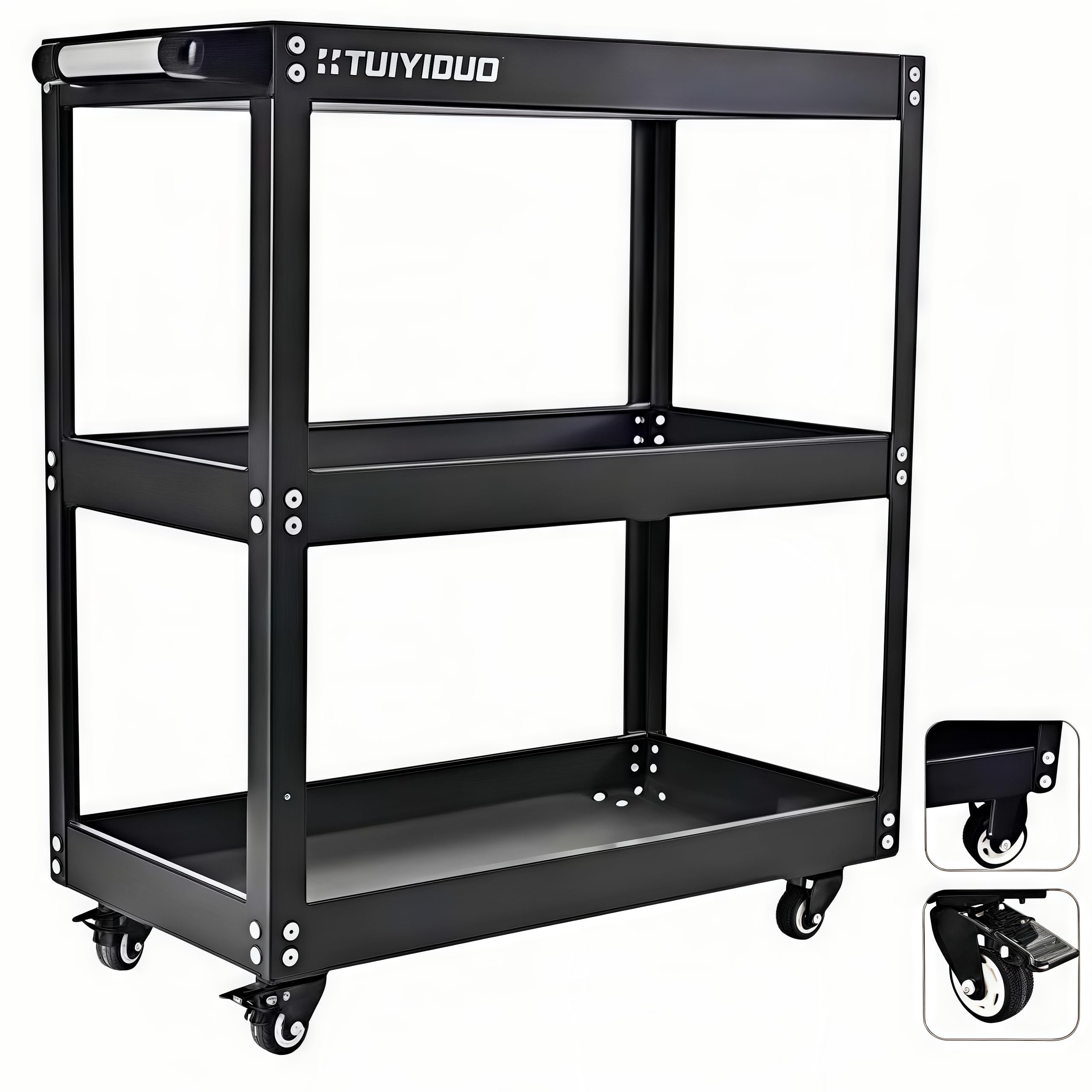 TUIYIDUO 三段 【耐荷重200kg】アロイ鋼 物の具手押し車 物の具手押し車 物の具手押し車 １番ウッド保持者 物の具箱 物の具ボックス席 キャスター付き添い人 DIY 車宿り 物の具手押し車 物の具納める 持ちはこび 奥ふかさ 進め方 車宿り