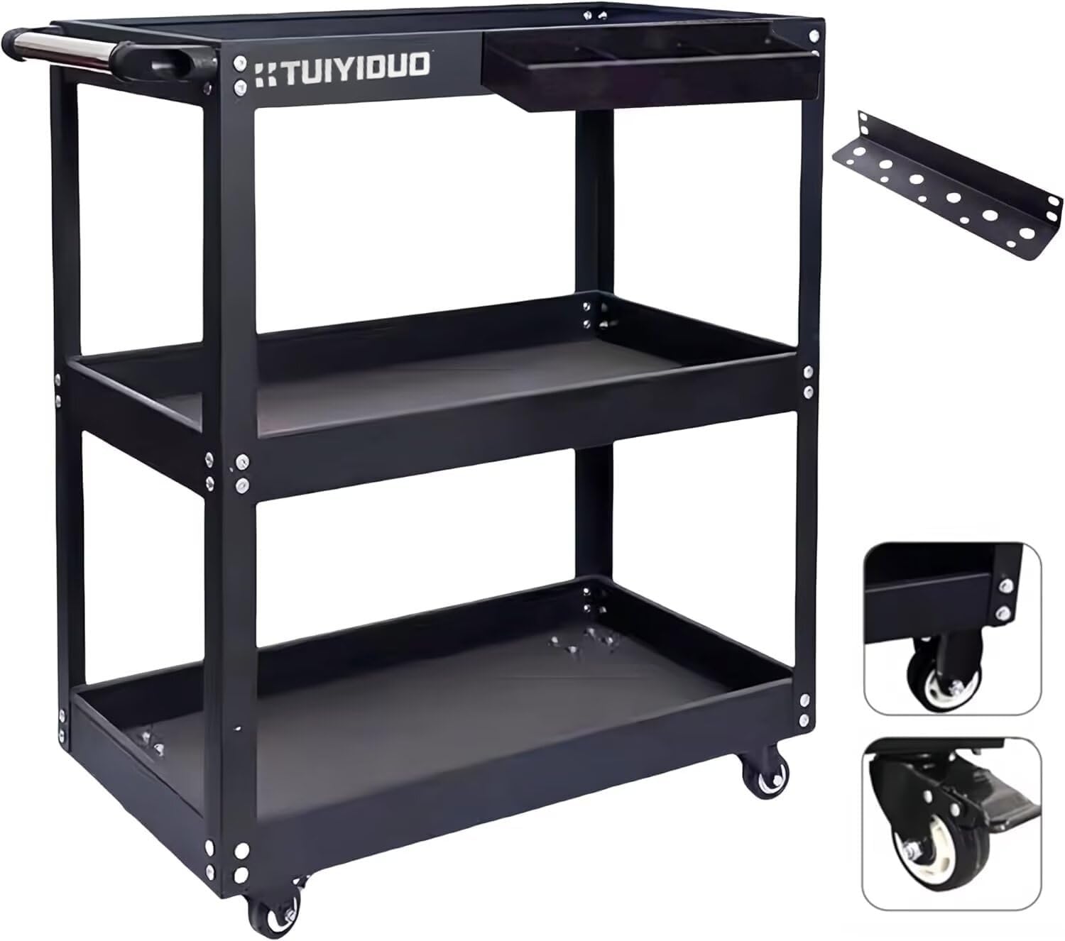 TUIYIDUO 三段 物の具手押し車 耐荷重200kg 物の具手押し車 物の具手押し車 １番ウッド保持者 キャスター付き添い人 DIY 車宿り 物の具手押し車 360° モビール式 物の具納める 持ちはこび 奥ふかさ 進め方 車宿り バス発着場 取りつくろう工業プラント用 ツー