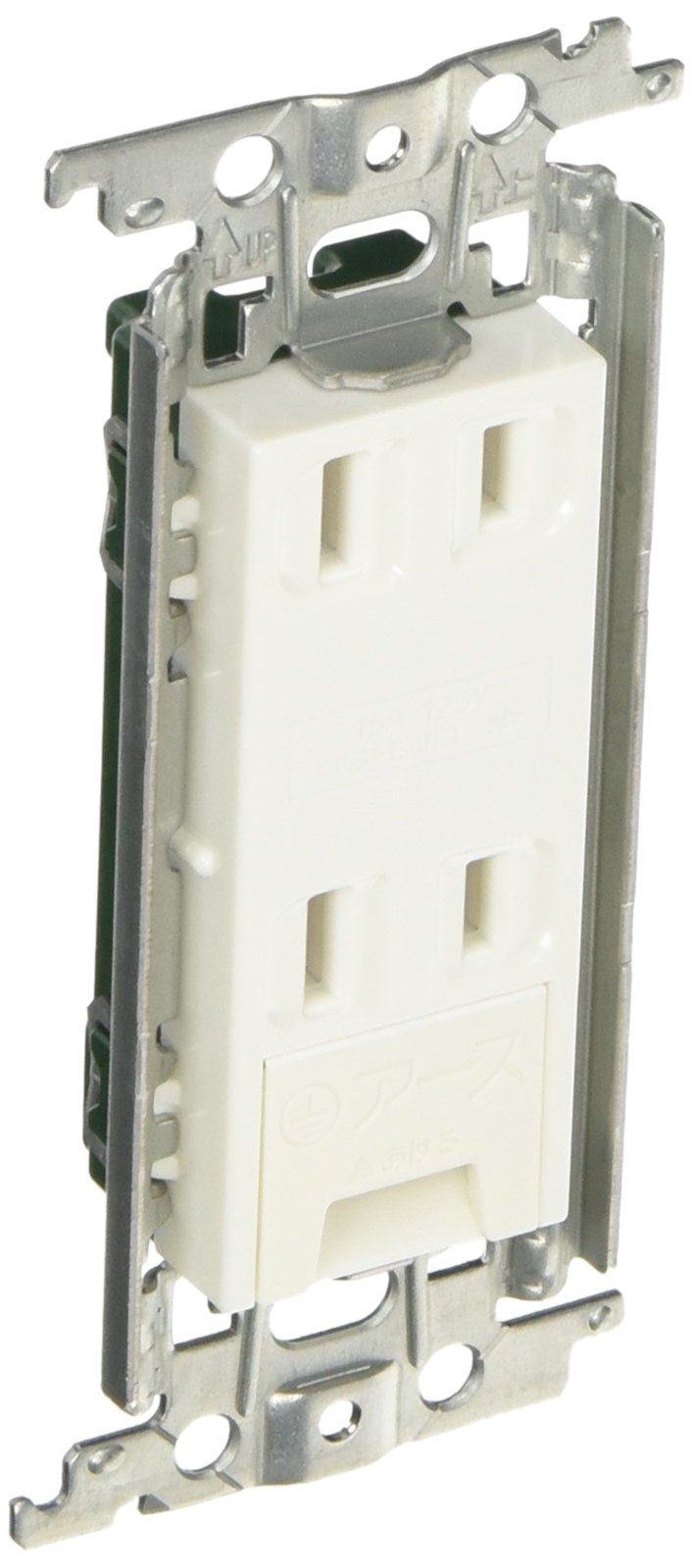 埋込地びた停留所付ダブル差し込み 白いこと 15A-125V AC 金属元素枠付 其れ相応一皿 ラウンド 真四角 10個入