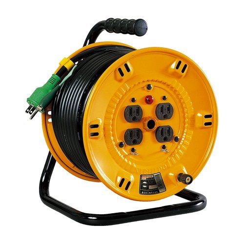 電気工膜鳴楽器 20m VCT 2.0 3芯 15A 125V 地びた付 4個口 通電照明ランプ 舞い降りる端子 2P・3P兼用繋ぎ スチール写真 焼付けペンキ塗り EVA脂