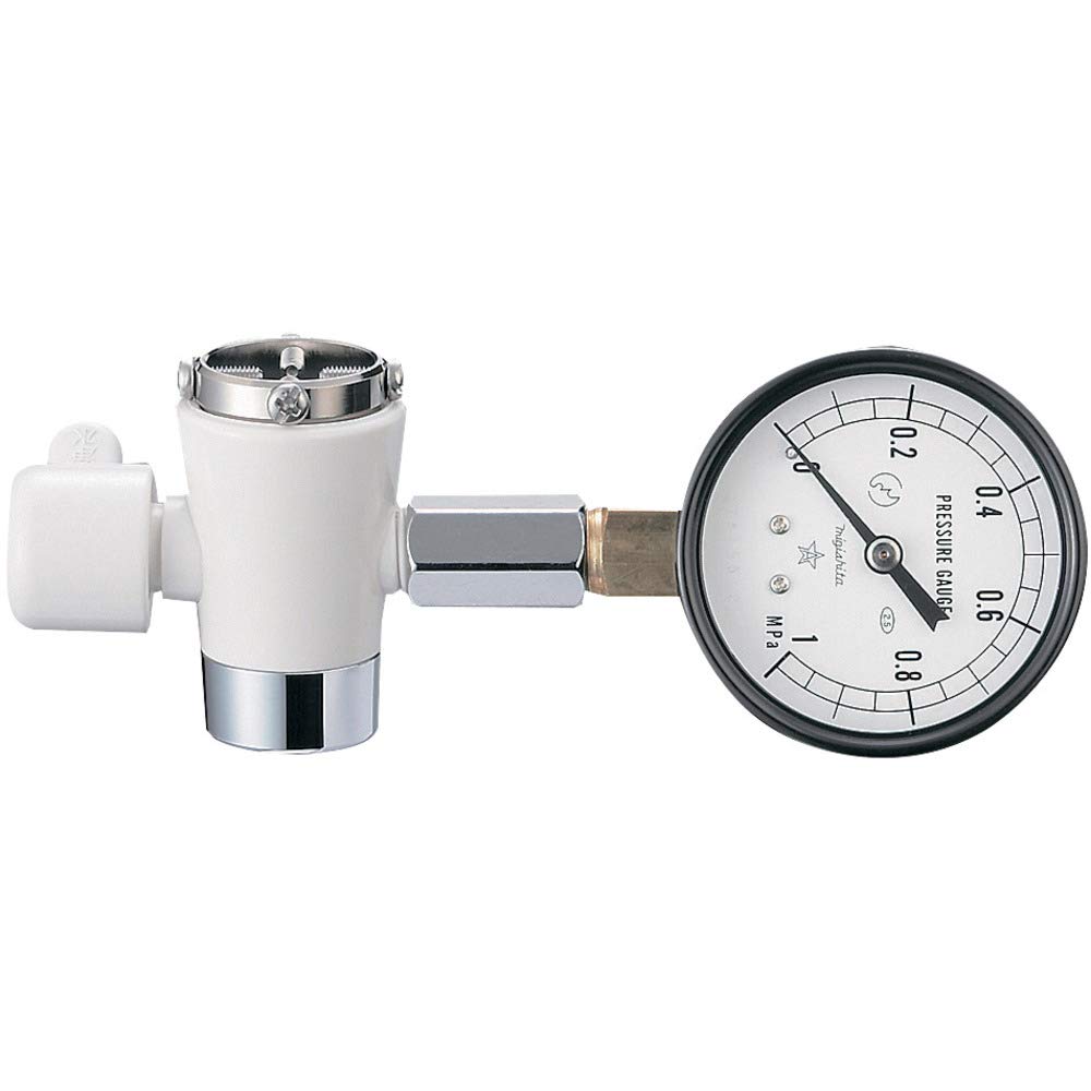 水圧計セット 163mm 60℃ 切替コック使用時0.5MPa 水圧計単体使用時0.7MPa 16mm丸パイプ用アダプター 泡沫外ねじM22&times;1.25用アダプター 13-24mm用ねじ止め用アダプター シールテープ｜ゆうゆうマーケット