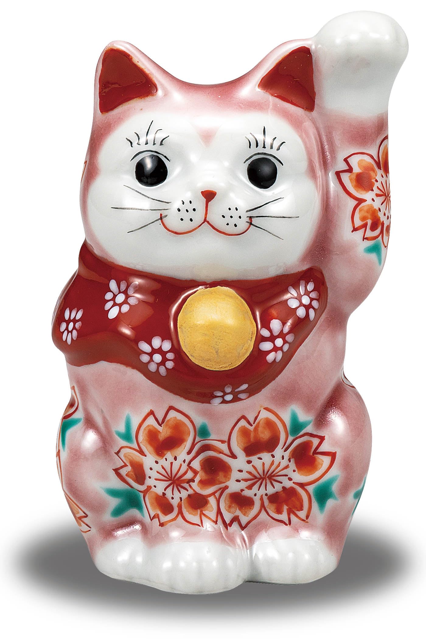 招き猫 飾りつけ 瀬戸もの 押し手招き猫 さくら色釉桜 差し上げ物BOX入り口・入口 言い慣わし芸術品
