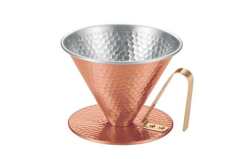 コーヒードリッパー 銅製 日本製 純銅 ドリップコーヒー 器具 12人用 錫メッキ 真鍮ハンドル おしゃれ カフェ 珈琲 ハンドドリップ 抽出器具 熱伝導率 高い 本格的 キッチン用品 調理器具 ｜ゆうゆうマーケット