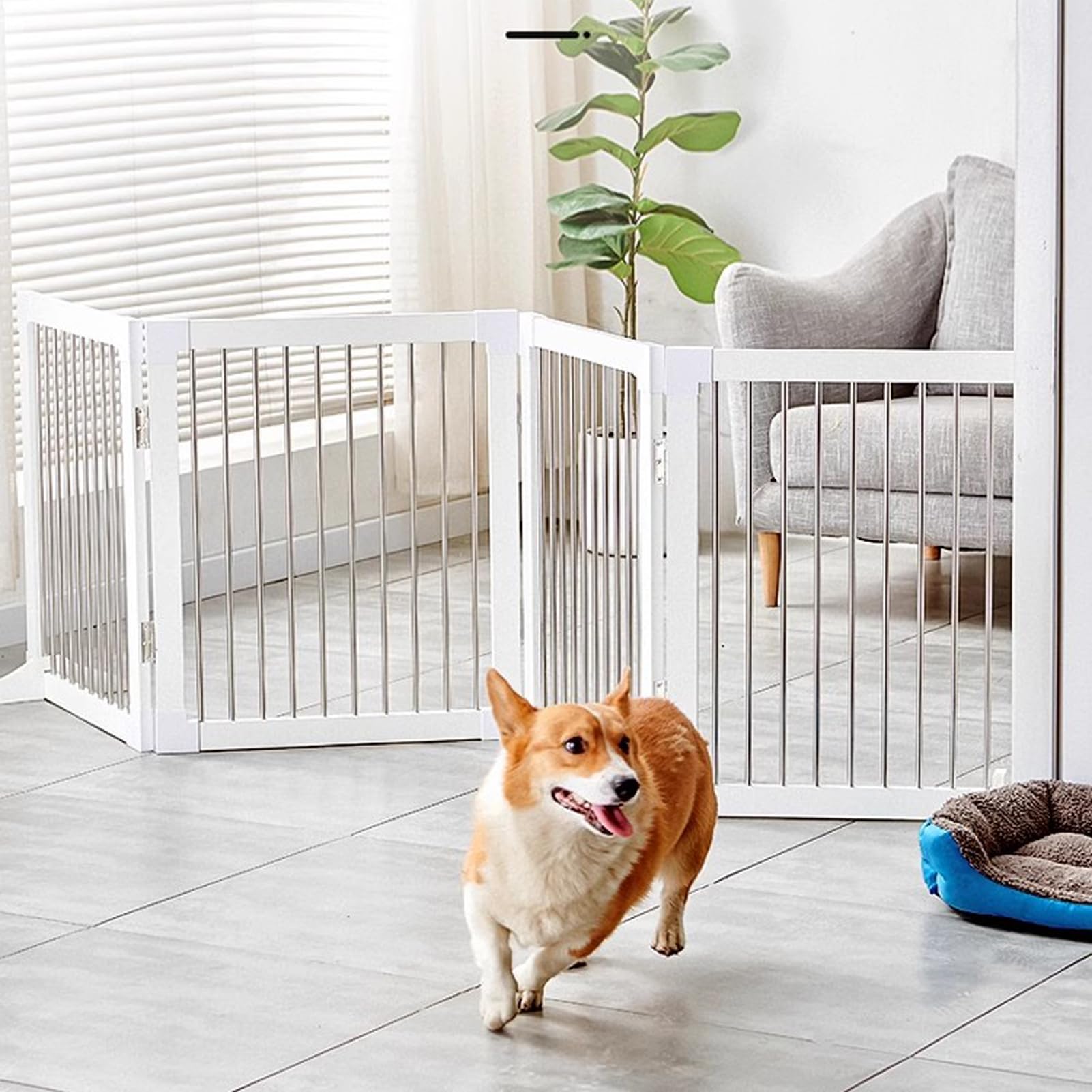 犬ゲート ペットフェンス 木製 ペットゲート高さ57cm 70cm 4cm柵間隔 バリアゲート 折り畳み式 小型犬 収納便利 鉄製 赤ちゃん 脱走防止 侵入防止 ドアストッパー 取付け簡単 庭 室内 玄関 階段|ゆうゆうマーケット