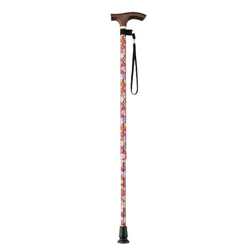 スマイルステッキ(伸縮・細身) AS-20RF 赤花柄 マキテック