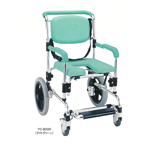 らくらく浴用キャリー（固定式）パーキング付 ライトグリーン W65×D82×H93cm YC-80GR マキテック