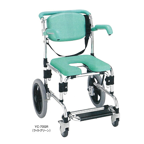 らくらく浴用キャリー（跳ね上げ式）パーキング付 ライトグリーン W65×D76×H93cm YC-70GR マキテック