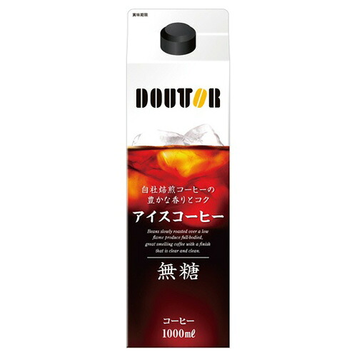 アイスコーヒー　厳選ブレンド　無糖　１Ｌ　紙パック（口栓付）　１セット（２４本：６本×４ケース） ドトールコーヒー#