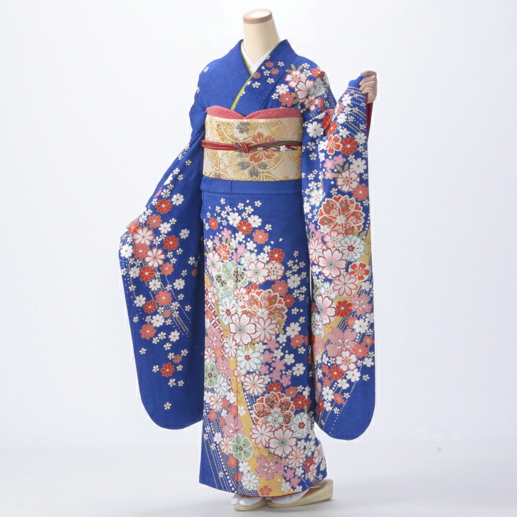 美品 正絹お振袖 7点フルセット L～LLサイズ 水色】