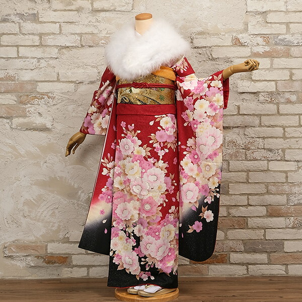 予約中!】 正絹振袖新品フルセット【紫・パープル・古典柄・花・の