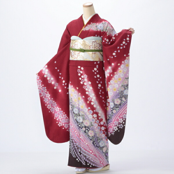 美品　辻ヶ花地紋　赤地　色無地　逸品　辻が花帯　フルセット　振袖　振り袖 美品 辻ヶ花 正絹振袖 赤 L 振袖 豪華 帯締め 成人式 絞り 着物