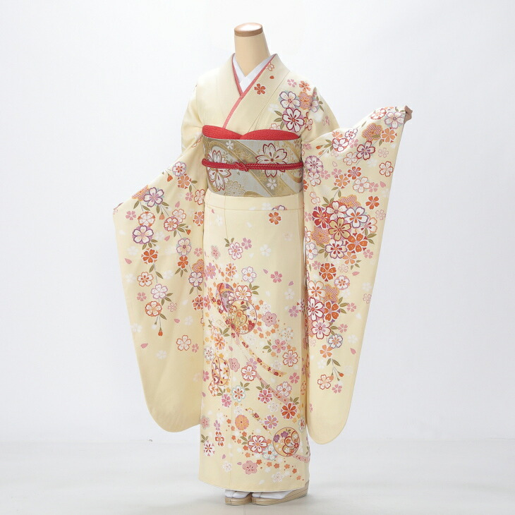 【中古】【購入品】振袖 フルセット Lサイズ 花柄 からし・黄系 成人式 リユース 状態:A 販売 結婚式 卒業式 結納 着物 36215｜京都きもの友禅オンラインストア 48,600円
