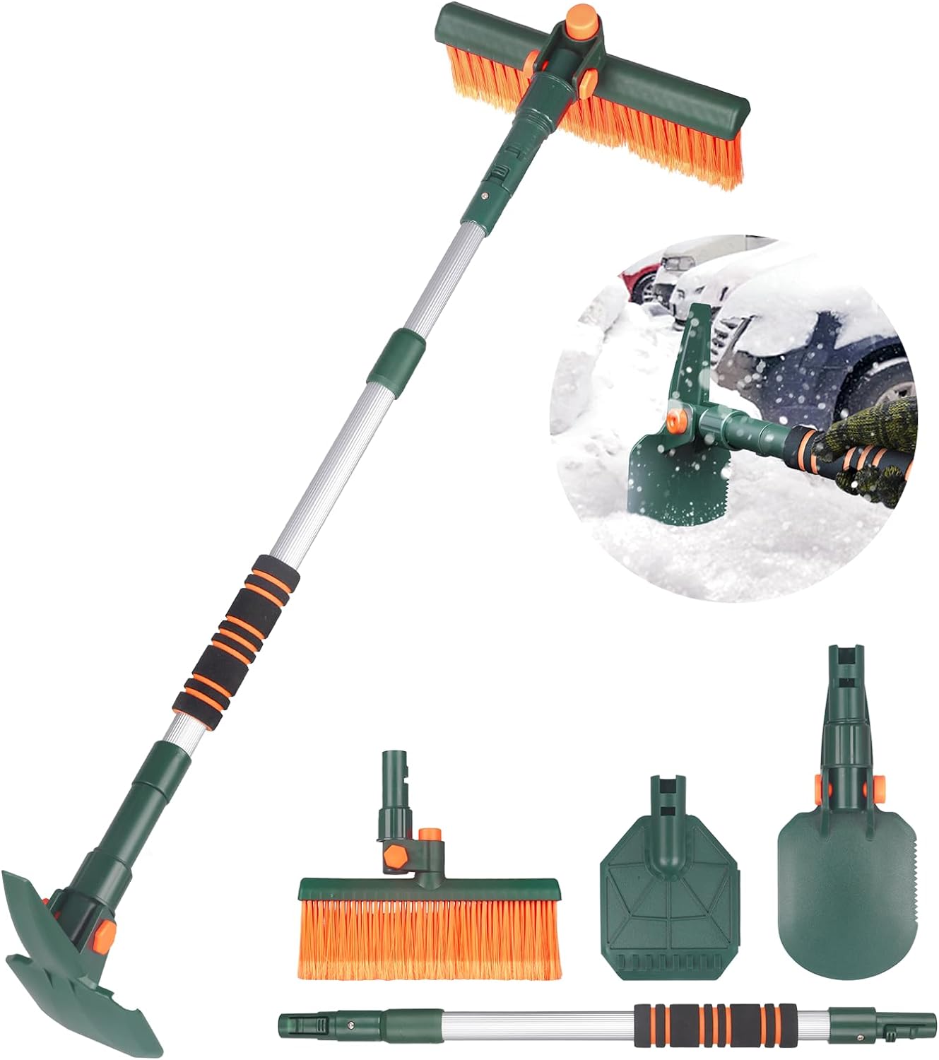 未使用品！ スノーブラシ アイススクレーパー 雪かき 伸縮式 除雪 SUV 黒白 スノーブラシ 車 除雪 伸縮 雪かきブラシ アイススクレーパー