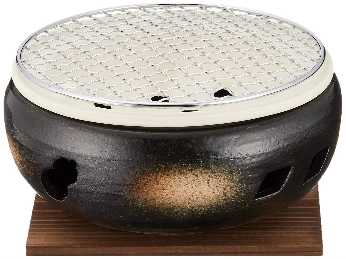マルヨシ陶器 伊勢炭焼 水コンロ 7号 黒 M4603
