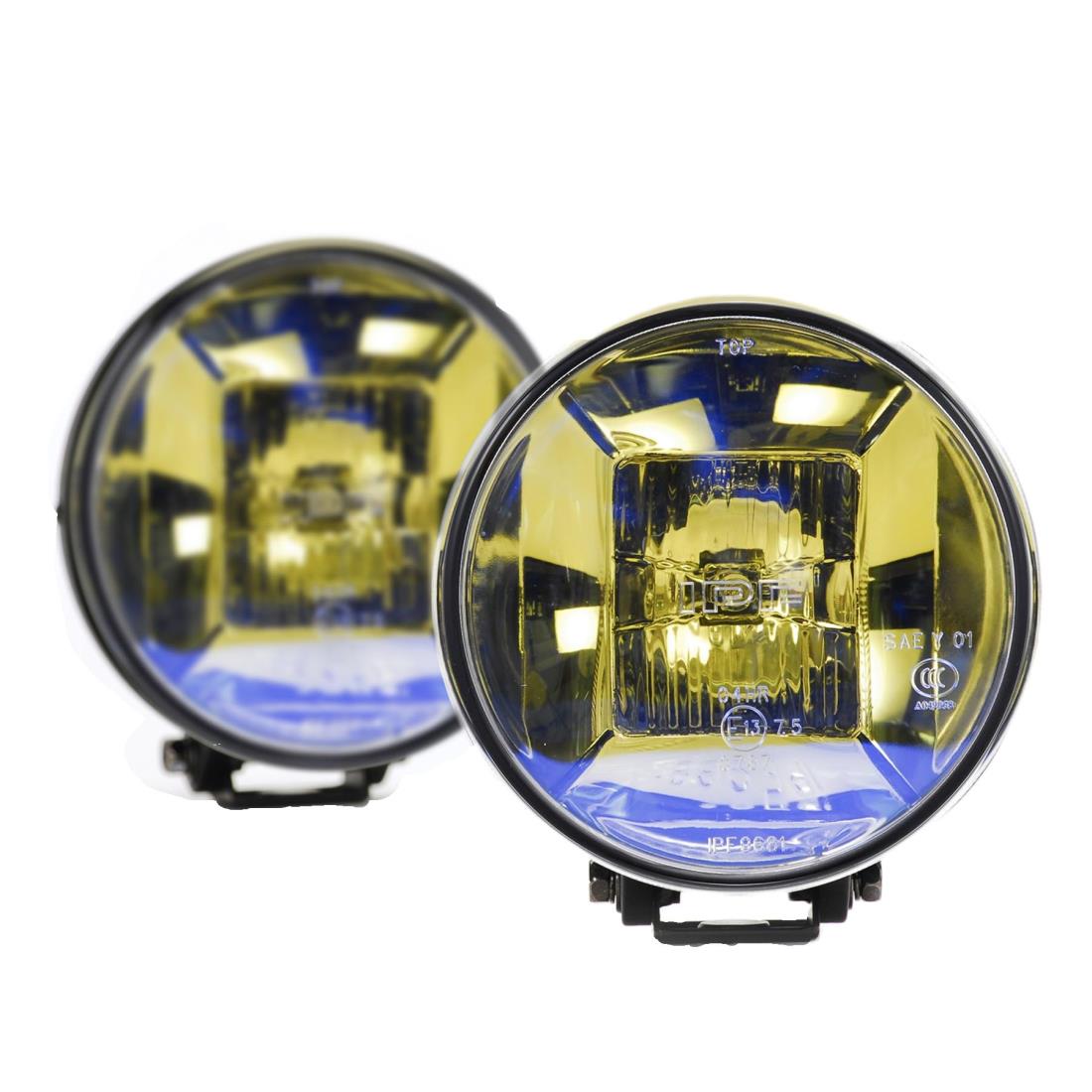 IPF フォグランプ ハロゲン H3 丸形 直径166mm イエ ロー 12V用 2個セット ハイブリット配光(ドライビング＆スポット) ゴールドレンズ オフロード S-9681