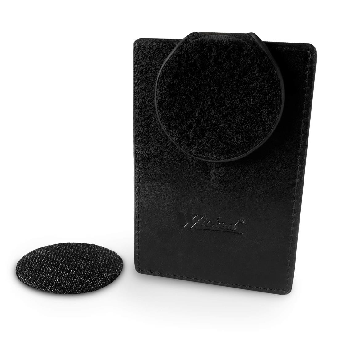 Wicked マグネット式ブレザーポケットバッジクリップ 刺繍エンブレムパッチ用 フルグレインレザー 名刺IDホルダー付き 2インチのラッチ付き基板 多用途ピール＆スティック粘着フック