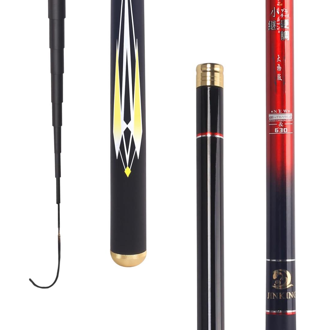 JINKING 渓流竿 ロッド 釣り竿 カーボンロッド 仕舞寸法73cm 超軽量 超硬調万能小継 コンパクト延べ竿 大中小魚万能竿 630画像