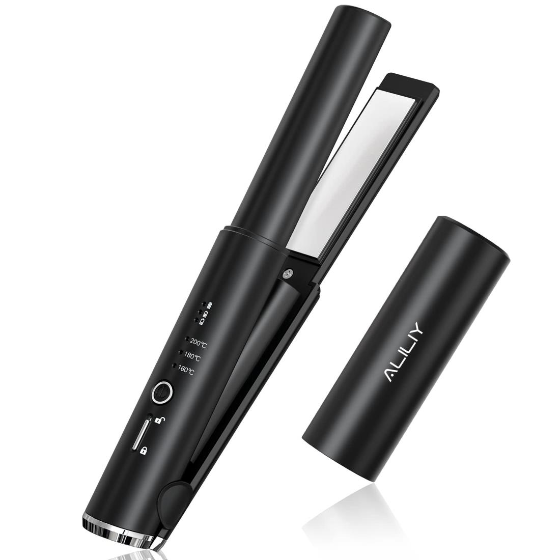 ヘアアイロン コードレス ストレートアイロン ミニ 小型 持ち運び 両用 USB充電式 ヘアアイロン 2way カール 前髪用ヘアアイロン 誤起動防止ロック 160/180/200度設定可能 男女兼用 家庭/旅行//通勤用