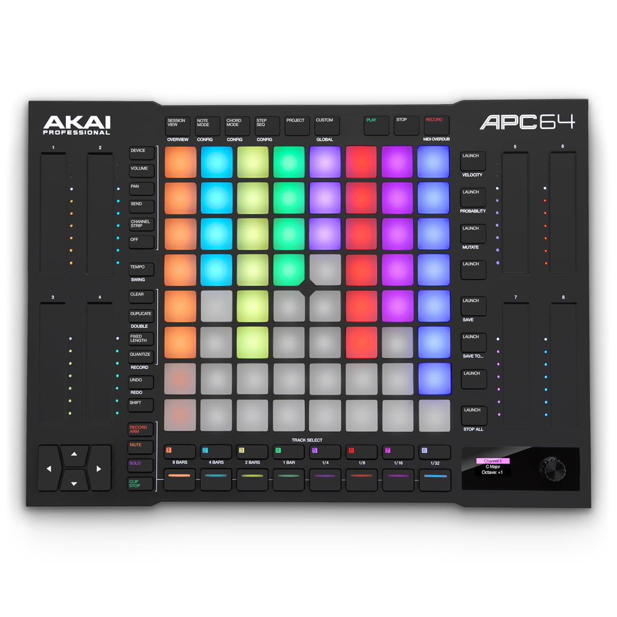 AKAI Professional Ableton MIDIコントロー ラー サンプラー ステップシーケンサー内蔵 64 RGB ベロシティセンシティブパッド フィンガードラム MIDI入出力 DTM・DAW 8本のタッチストリップ付き APC64|YUZURIHAショップ 店