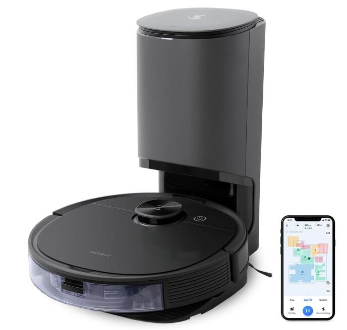 エコバックス ロボット掃除機 DEEBOT N8Pro+ Ecovacs Japan 静音 超吸引 エコバックスジャパン 自動ゴミ収集 マッピング 水拭き対応 強力吸引 お掃除ロボット 自動充電 落下防止 Wi-Fi接続 Alexa対応 フローリング 畳 カーペット DLN11-52 ブラック