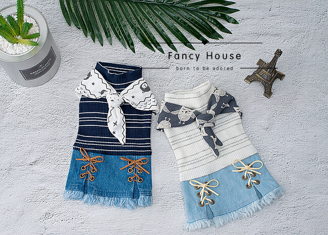 ダメージ加工したお洒落なデニムワンピースセット 小型犬用 セール トイプードル パピヨン チワワ ヨーキー 春夏新作 犬ウェア 犬 服 可愛い Napierprison Com