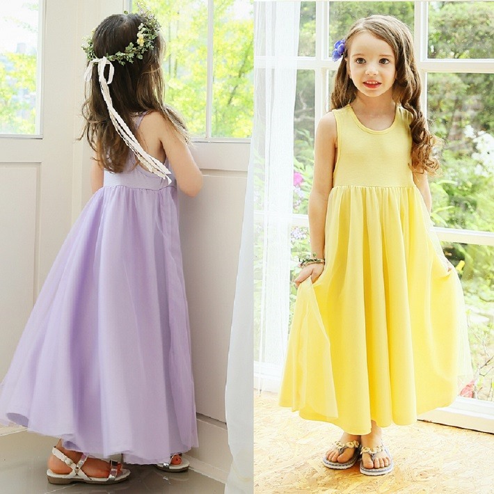 楽天市場 2月12日再入荷 子供リゾートワンピース 子供ワンピース 子どもドレスキッズワンピース こどもロングワンピース Fs04gm 子供服 水着カバー 韓国子供服ドレス ノースリップロングワンピース 無地ドレス チュールワンピ100 170cm イエロー パープル Baobao